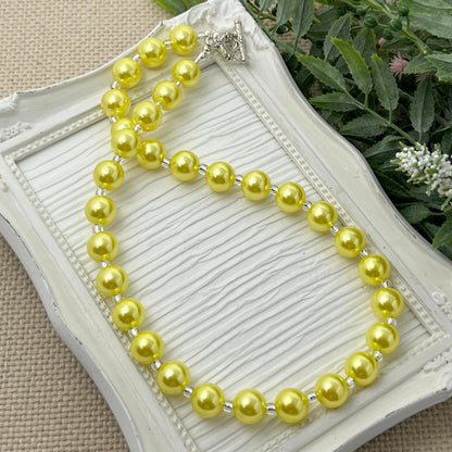 Bright Yellow Bitty Bead Necklace