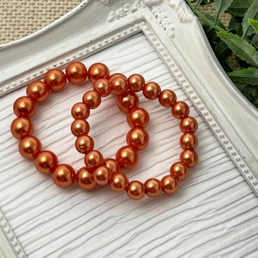Orange Spice Pearl Bracelets  - 8mm or 10mm