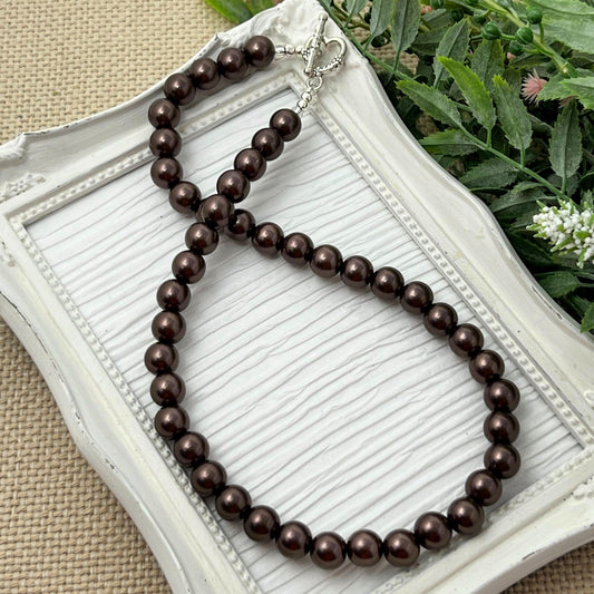 10mm Mocha Brown Pearl Necklace