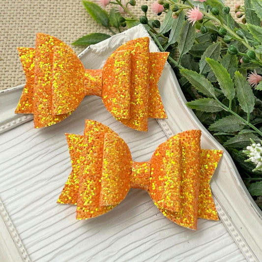 Orange Candy Glitter Bows