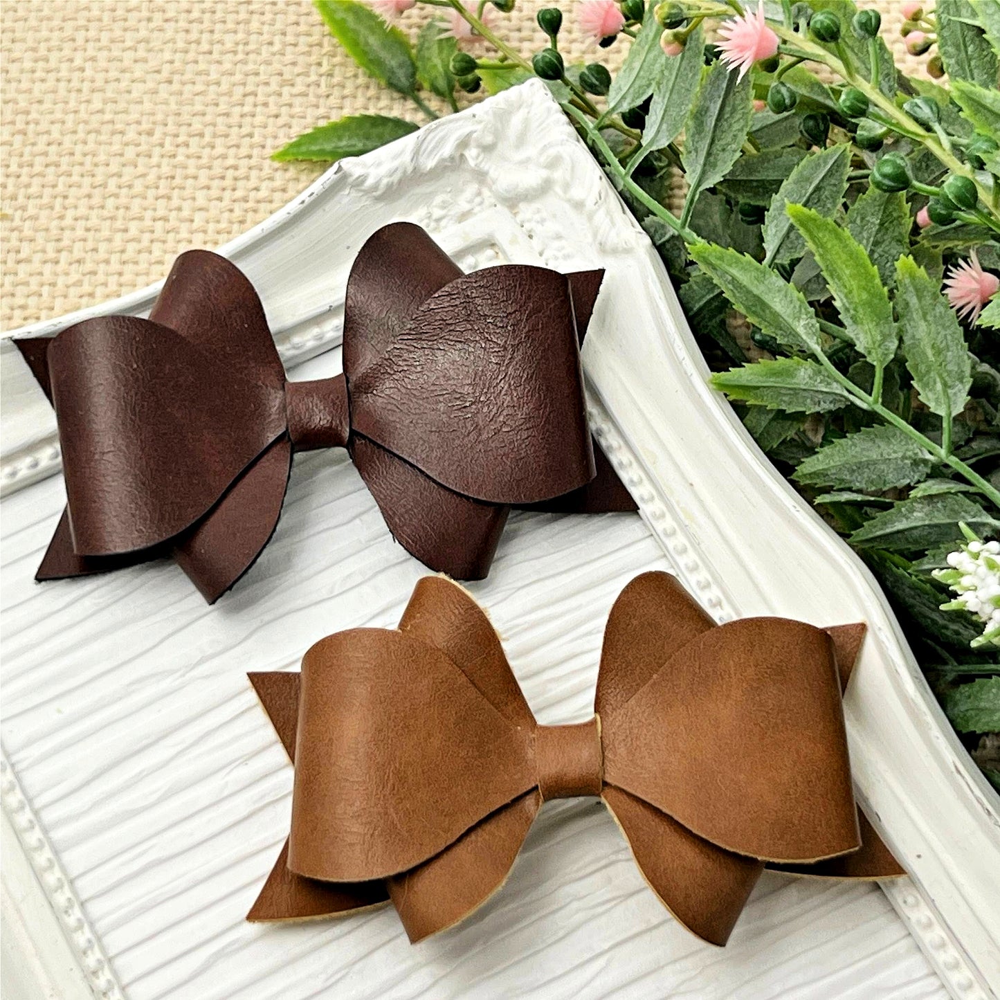 Twisted Leather Hair Bow