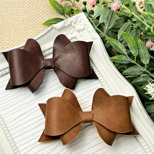 Twisted Leather Hair Bow