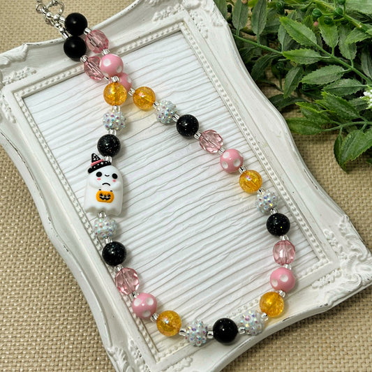 Trick or Treat Ghost Bitty Bead Necklace