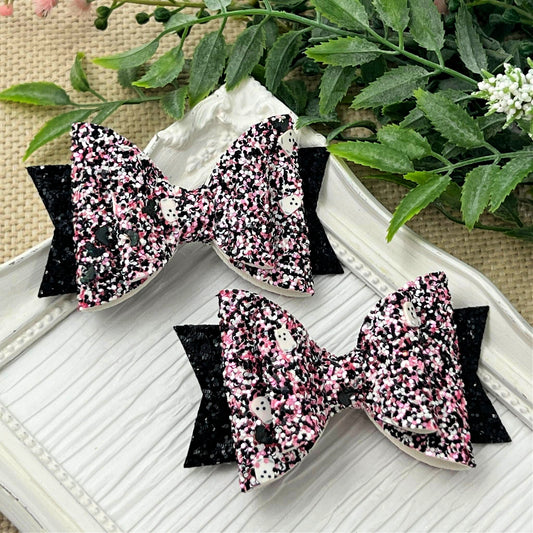 Bats and Ghosts Glitter Bow