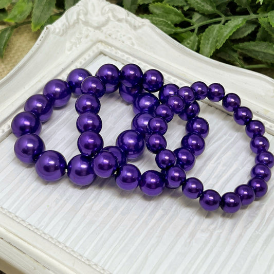 Amethyst Pearl Bracelets - 8mm, 10mm, 12mm