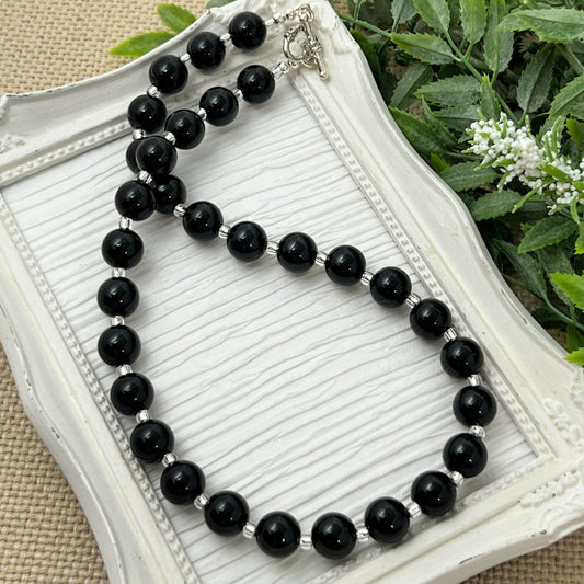 Black Pearl Bitty Bead Necklace