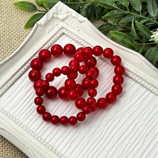 Red Pearl Bracelet - 8mm, 10mm, 12mm