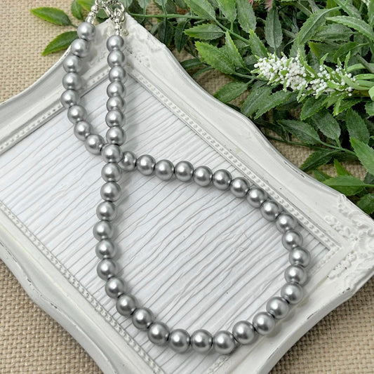 10mm  Matte Silver Necklace
