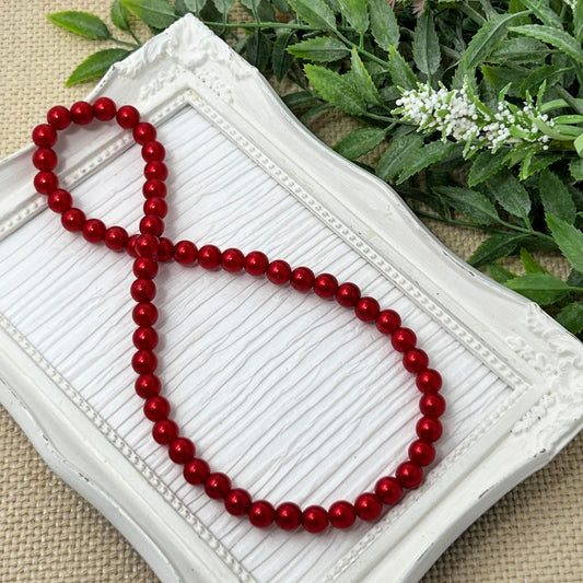 Red Pearl Stretch Necklace