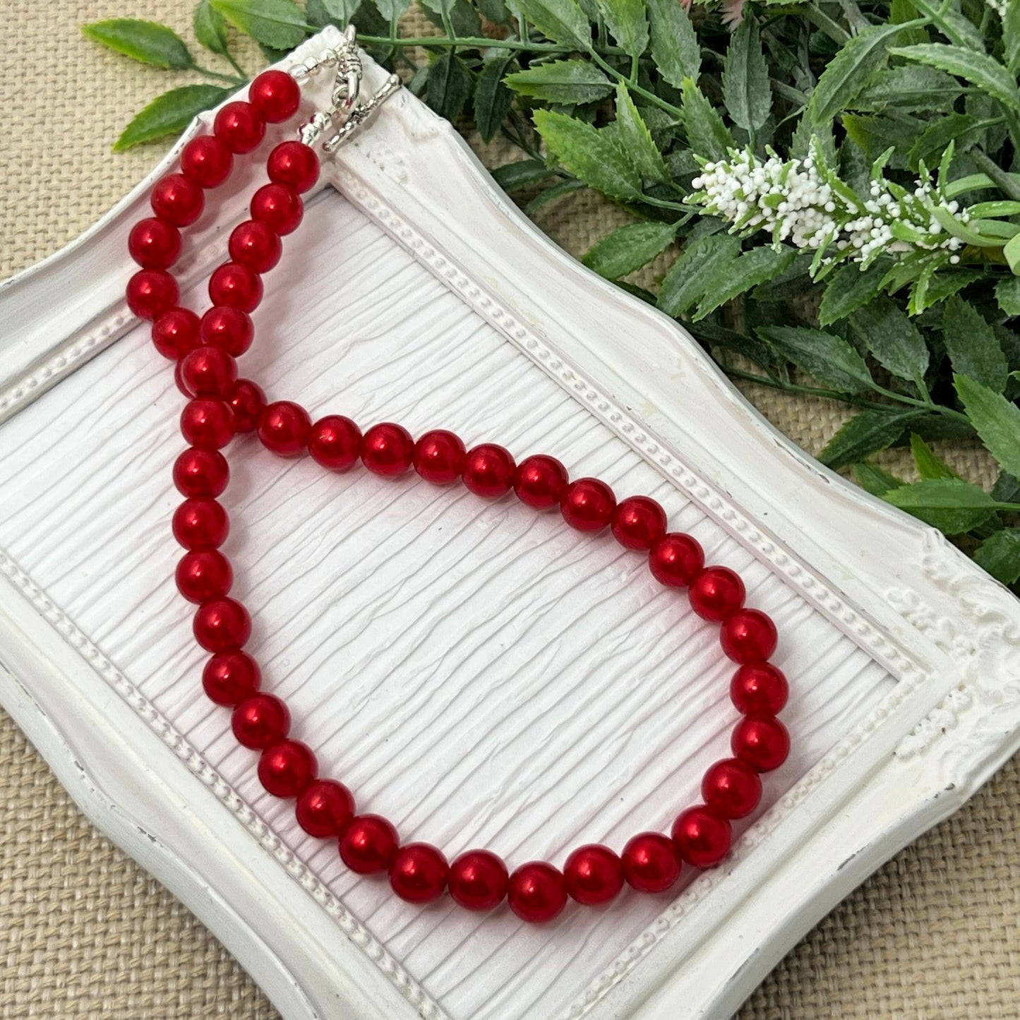 10mm Red Pearl Necklace