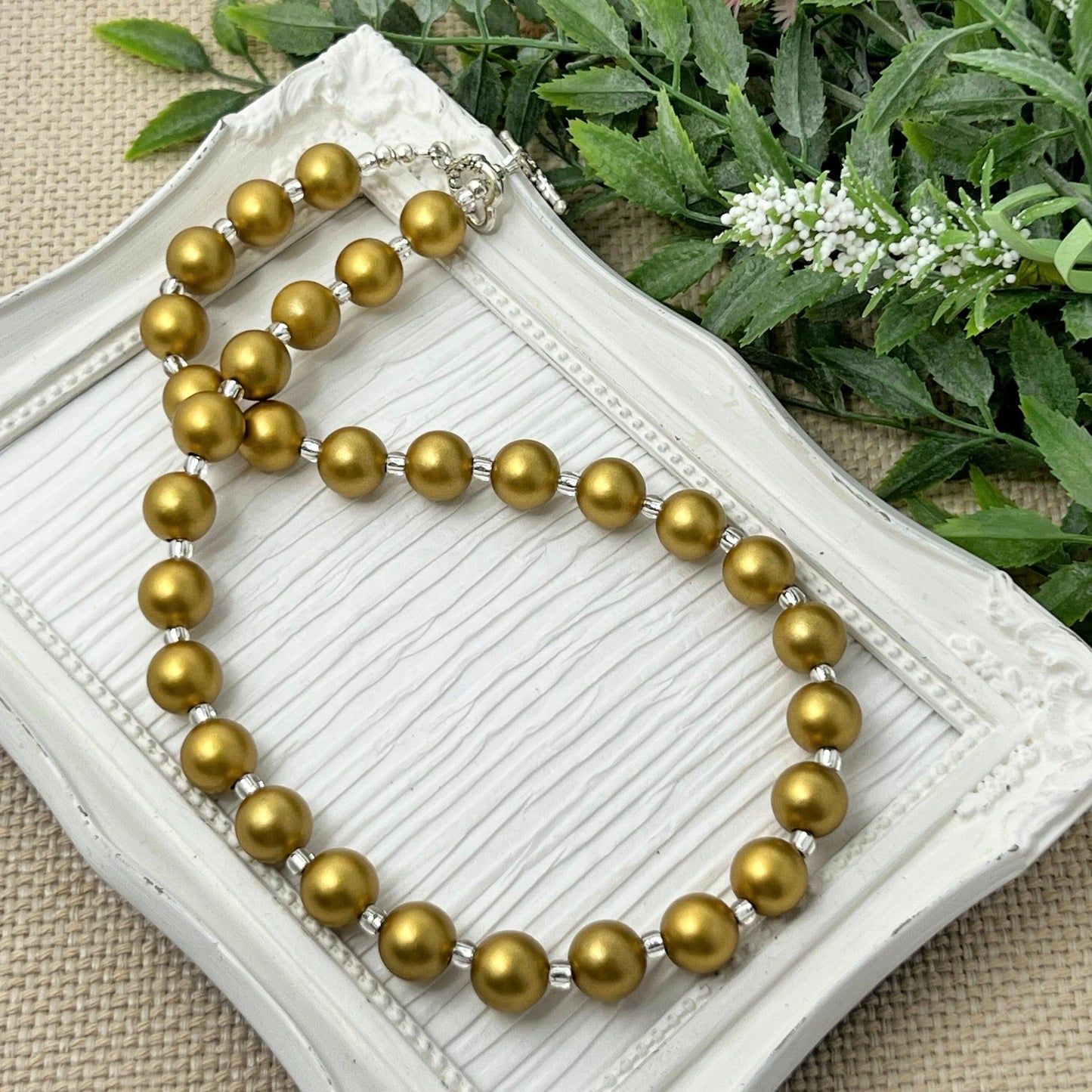 Bright Matte Gold Bitty Bead Necklace