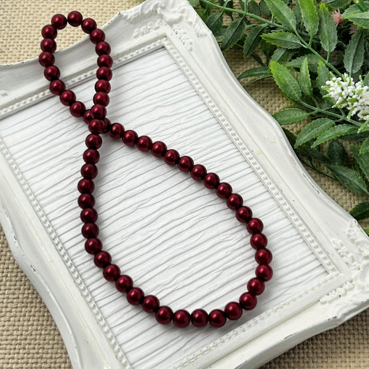 8mm Cranberry Pearl Stretch Necklace