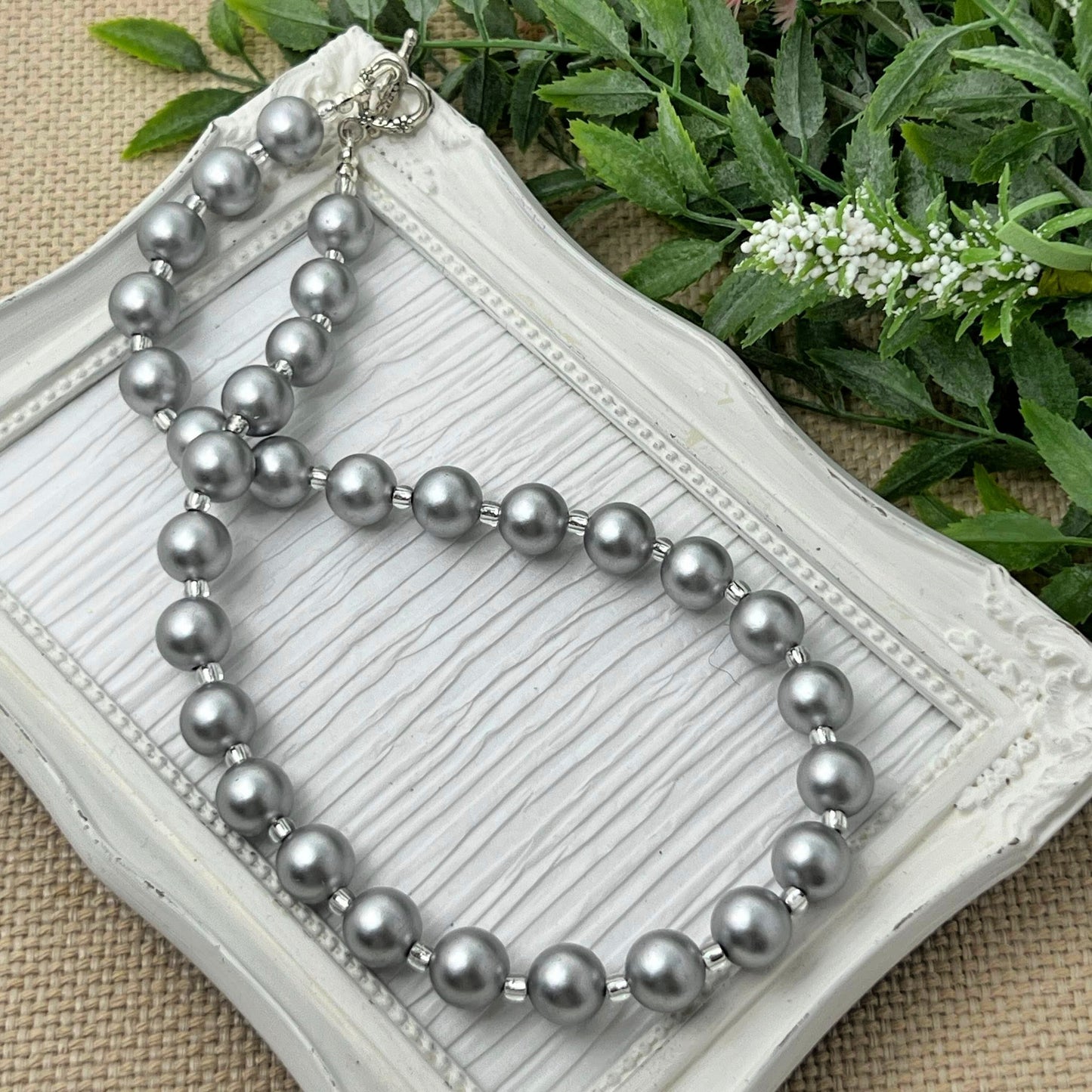 Matte Silver Bitty Bead Necklace