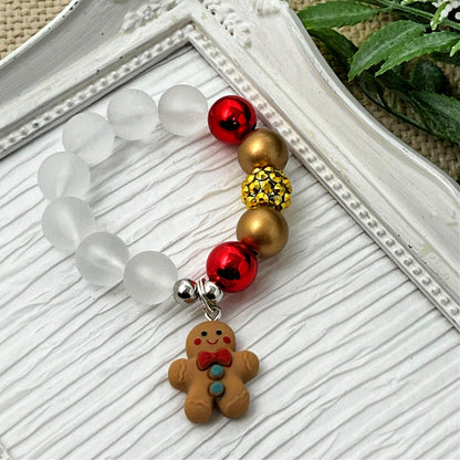Gingerbread Man Bracelet - red & gold