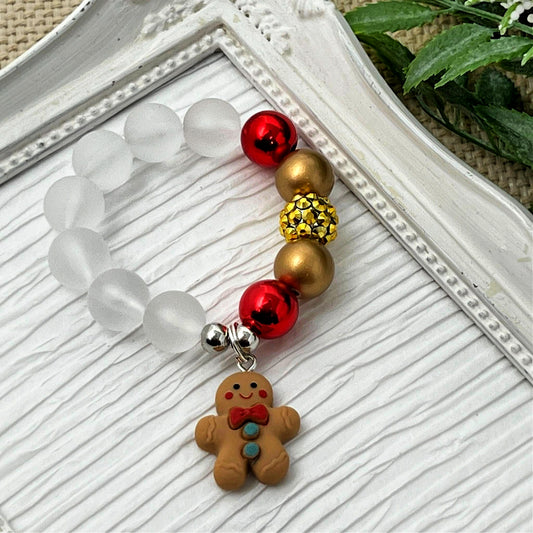 Gingerbread Man Bracelet - red & gold