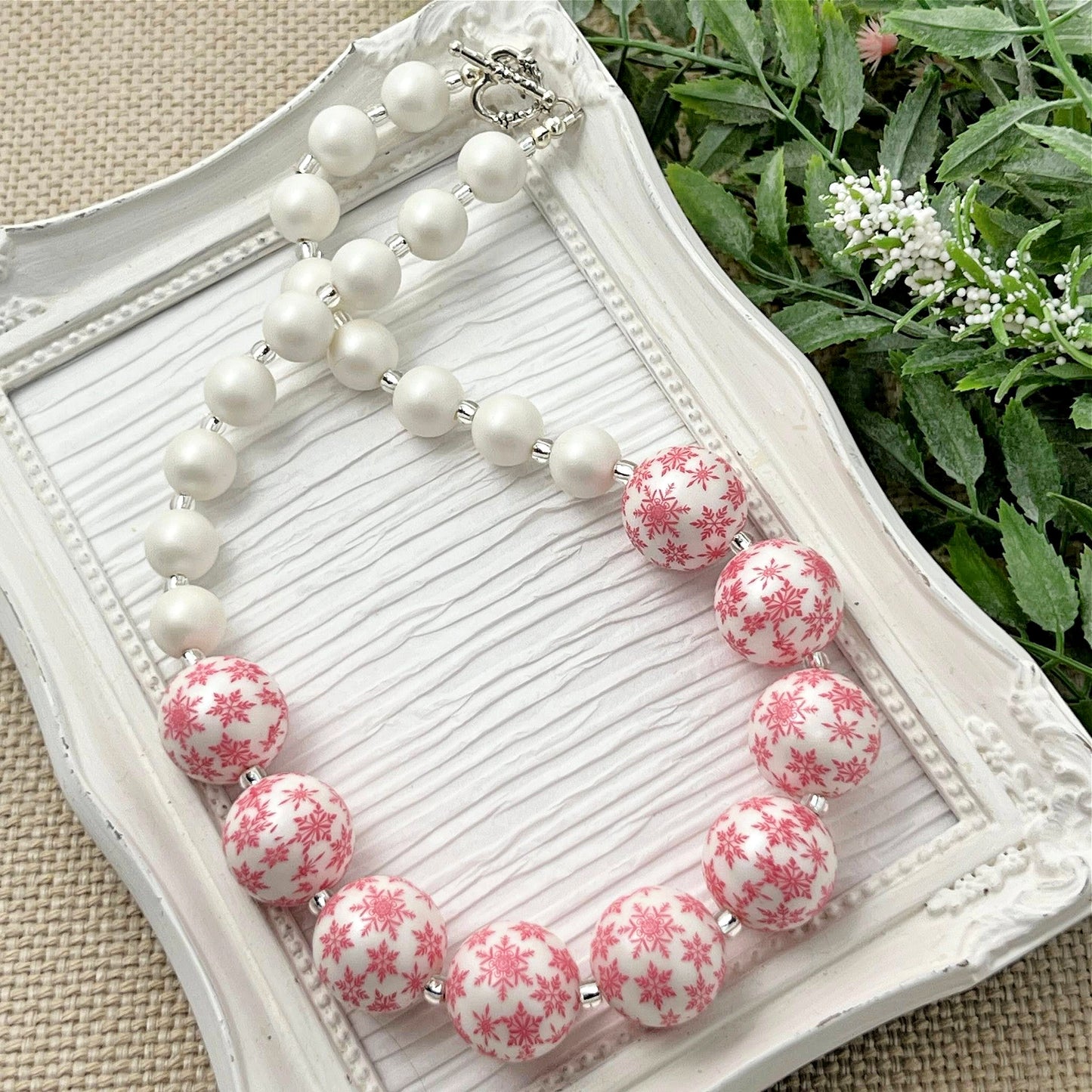 Pink Snowflake Not-so-chunky Necklace