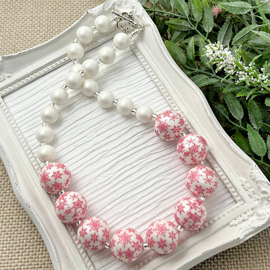 Pink Snowflake Not-so-chunky Necklace
