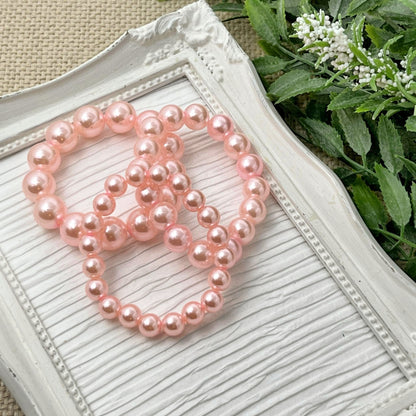 Ballet Pink Pearl Bracelets - 8mm, 10mm, 12mm