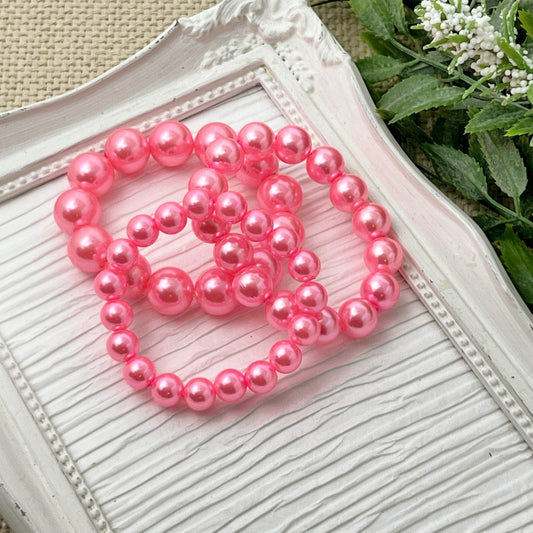 Princess Pink Pearl Bracelets - 8mm, 10mm, 12mm