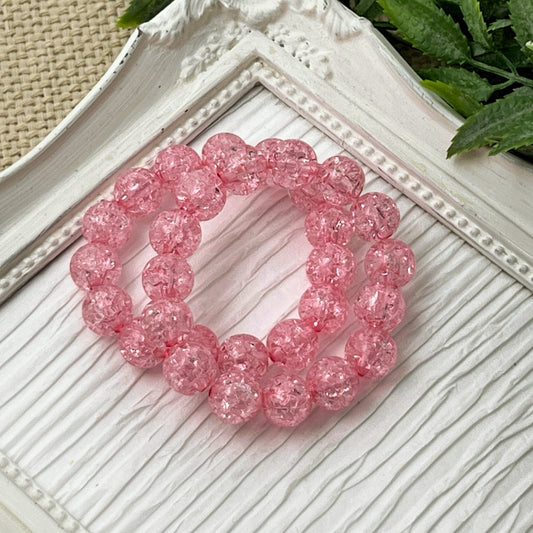 10mm Pink Crackle Bracelet