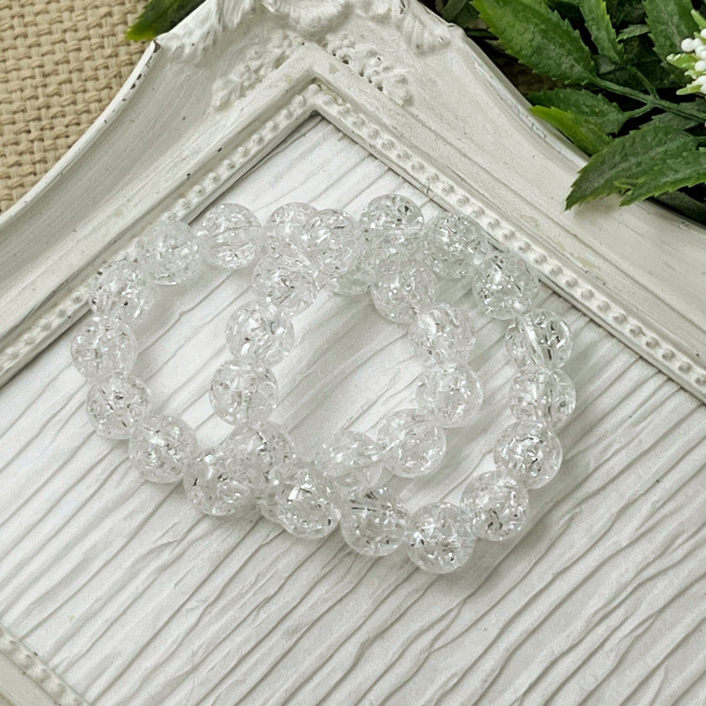 10mm White Crackle Bracelets