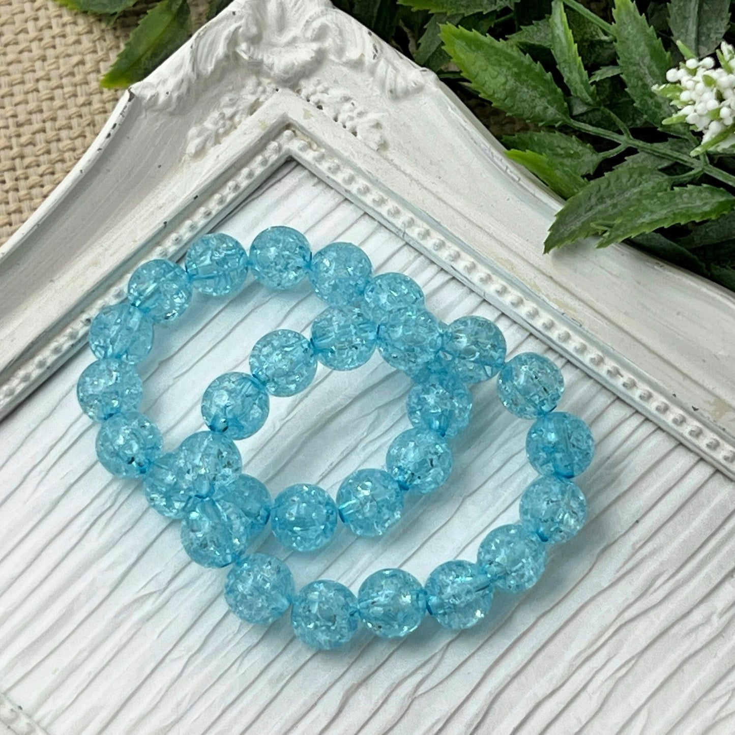 10mm Blue Crackle Bracelets