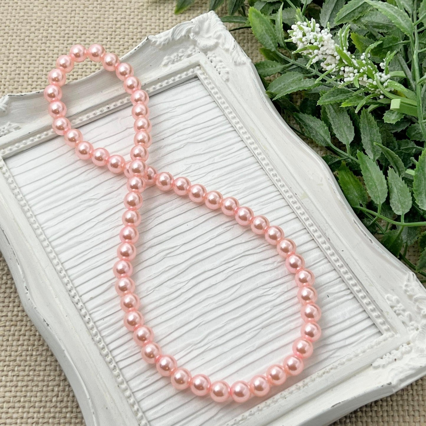 8mm Ballerina Pink Pearl Stretch Necklace