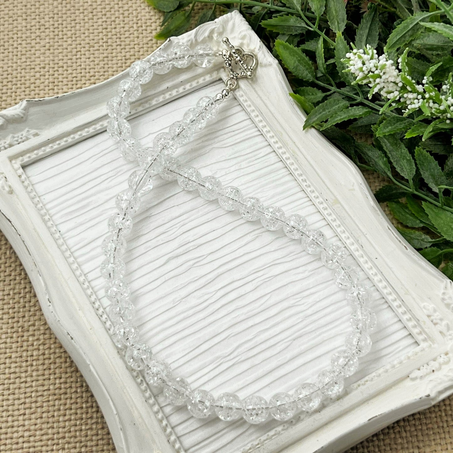 10mm White Crackle Necklace