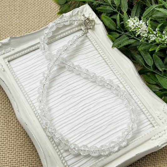10mm White Crackle Necklace