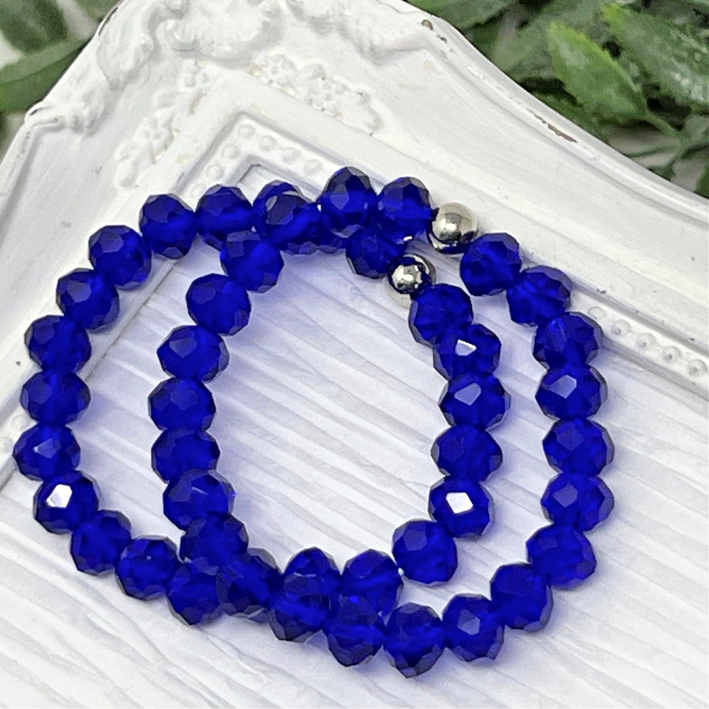 8mm Royal Blue Faceted Crystal Bracelet