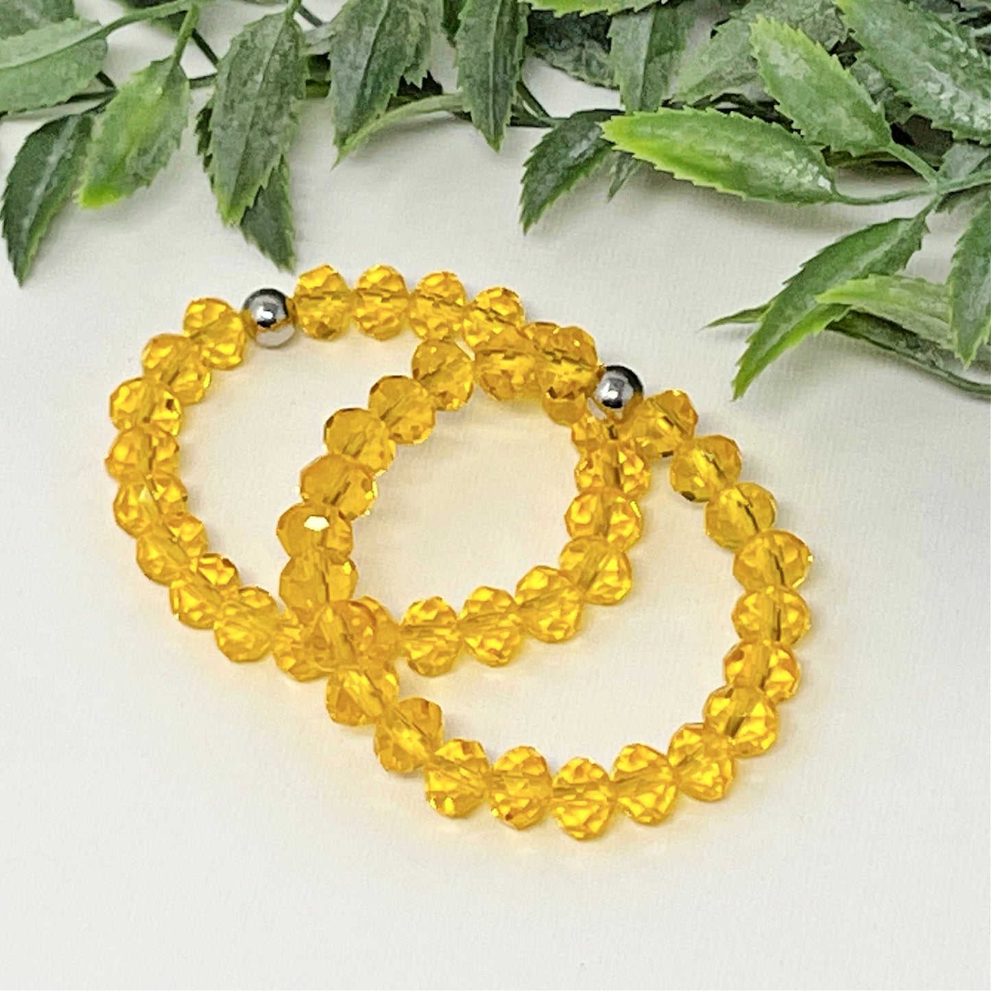 8mm Golden Yellow Faceted Crystal Bracelet