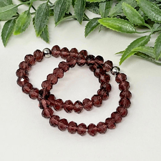 8mm Raisin (Dark Purple) Faceted Crystal Bracelet