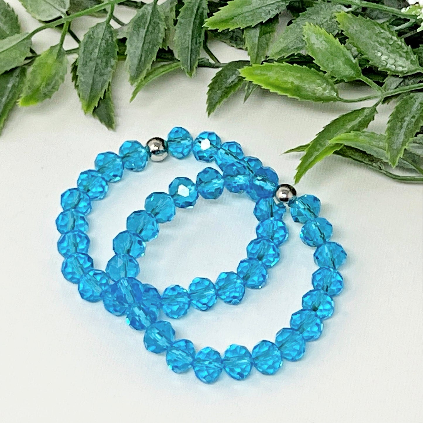 8mm Turquoise Faceted Crystal Bracelet