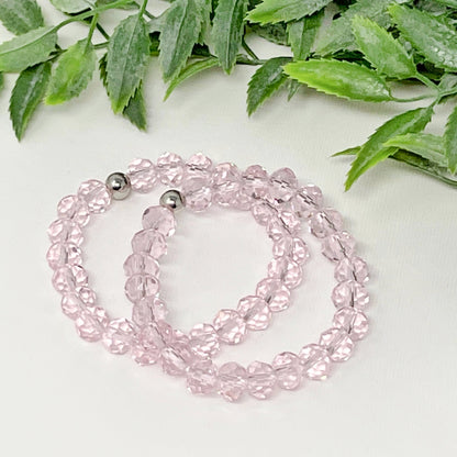 8mm Light Pink Faceted Crystal Bracelet