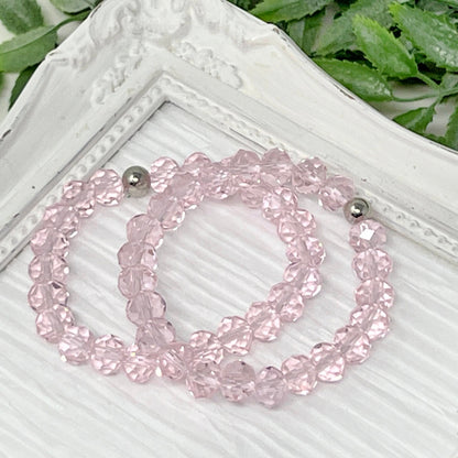 8mm Light Pink Faceted Crystal Bracelet