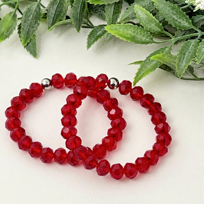 8mm Dark Red Gaceted Crystal Bracelet