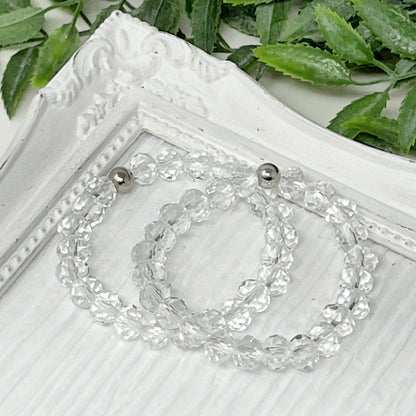 8mm Clear Faceted Crystal Bracelet