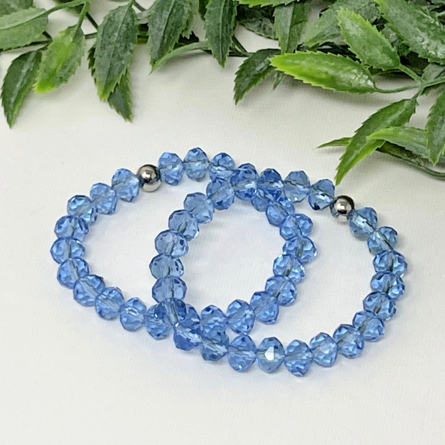 8mm Sky Blue Faceted Crystal Bracelet