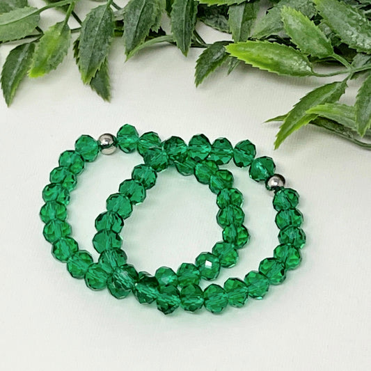8mm Dark Green Faceted Crystal Bracelet