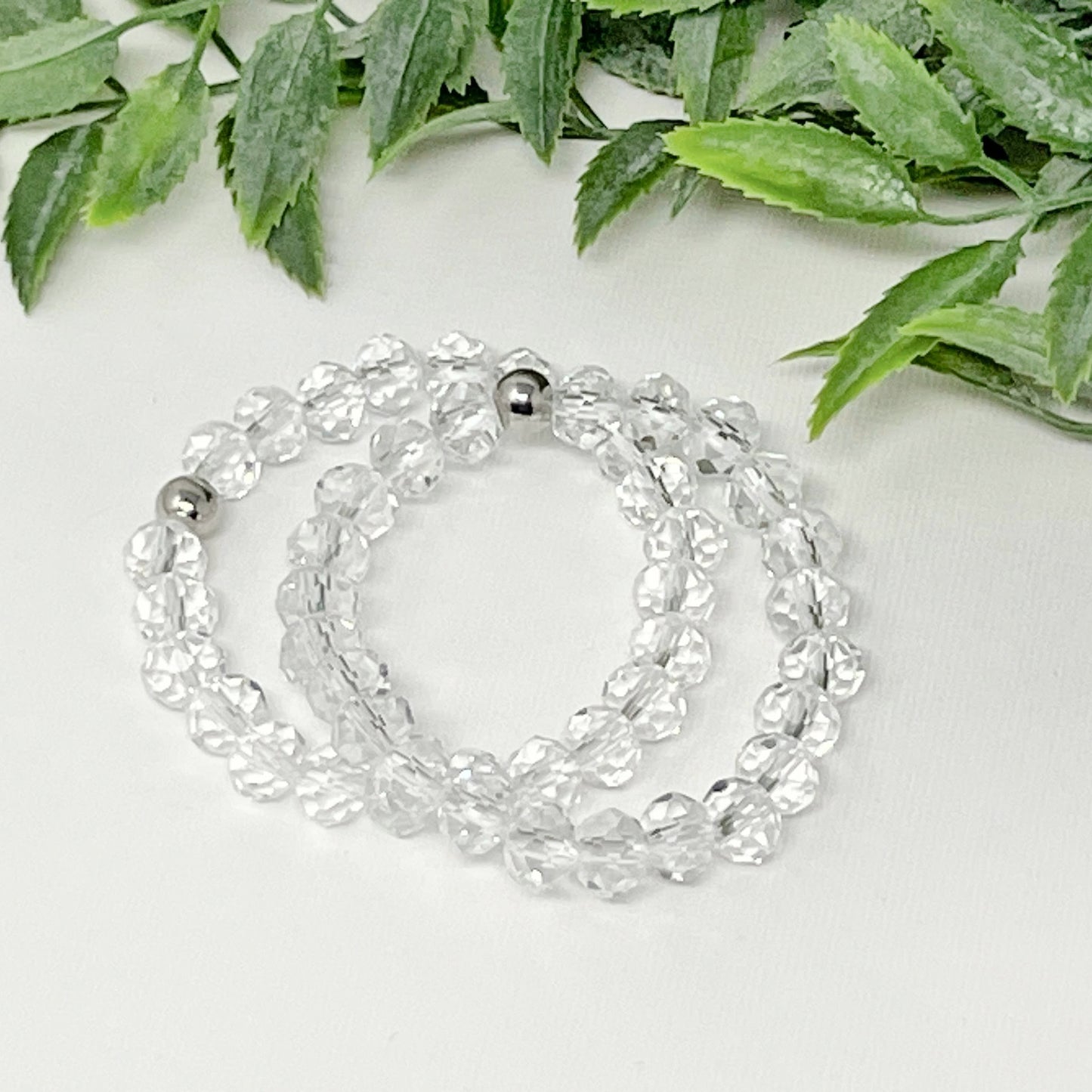 8mm Clear Faceted Crystal Bracelet