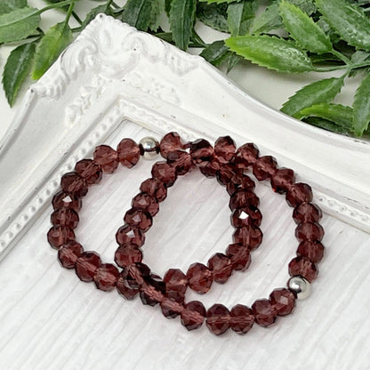 8mm Raisin (Dark Purple) Faceted Crystal Bracelet