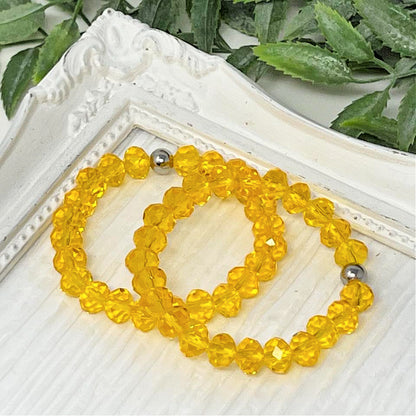 8mm Golden Yellow Faceted Crystal Bracelet