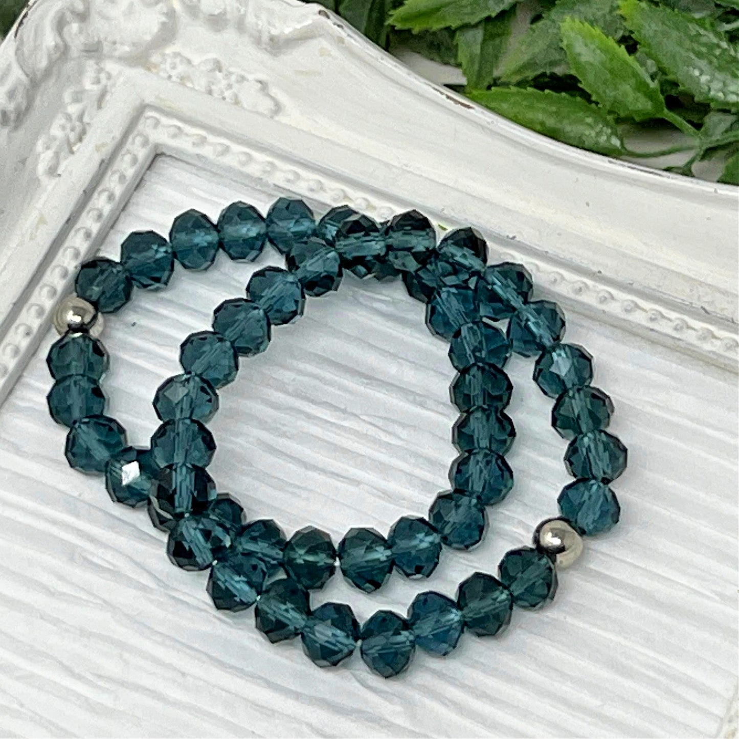 8mm Black Faceted Crystal Bracelet