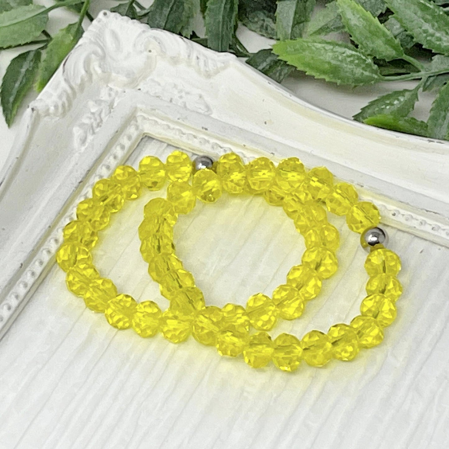8mm Sunny Yellow Faceted Crystal Bracelet