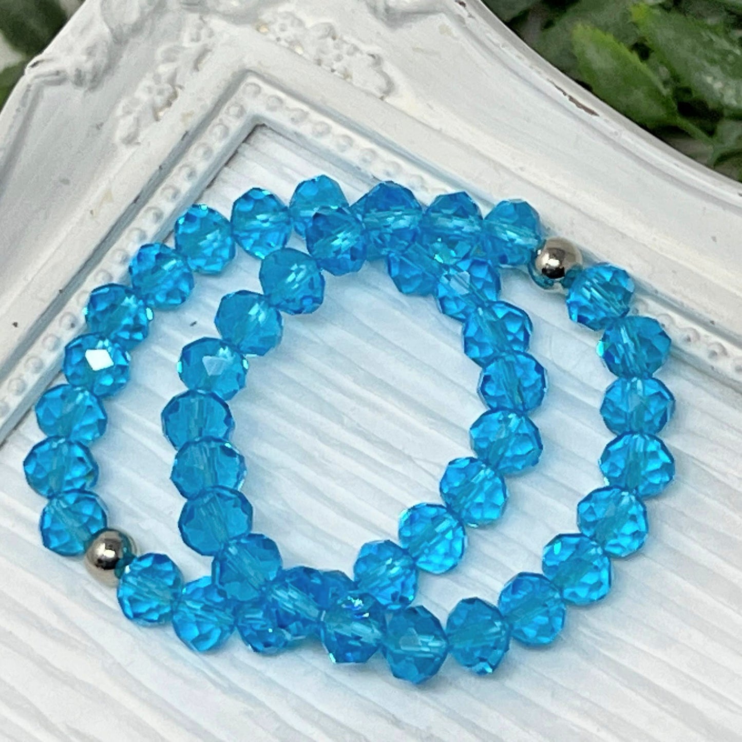 8mm Turquoise Faceted Crystal Bracelet