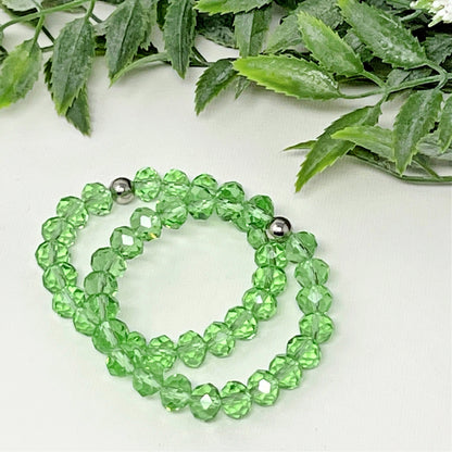 8mm Light Green Faceted Crystal Bracelet