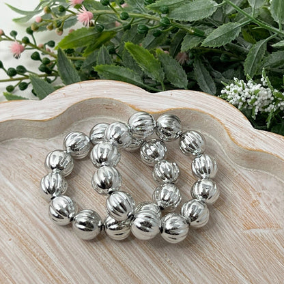 Silver Metallic Fluted Bracelet