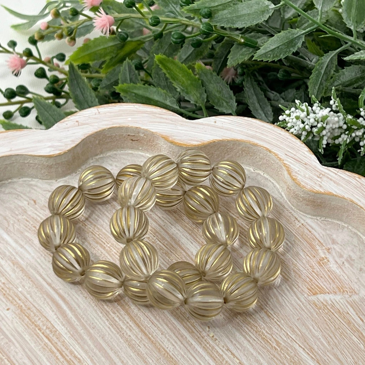 Clear with Gold Fluted Bracelet