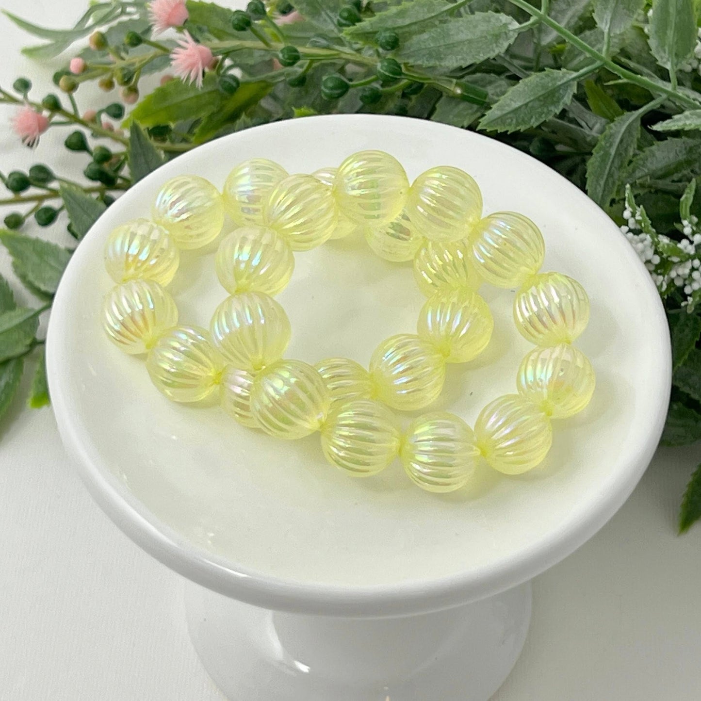 Yellow Fluted Iridescent Bracelet