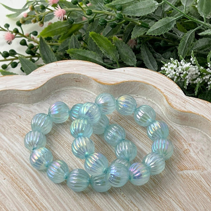 Aqua Fluted Iridescent Bracelet